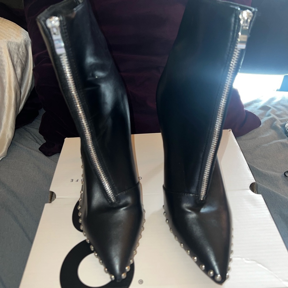 Faux leather ankle boots